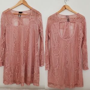 Blush Pink Lace Mini Dress